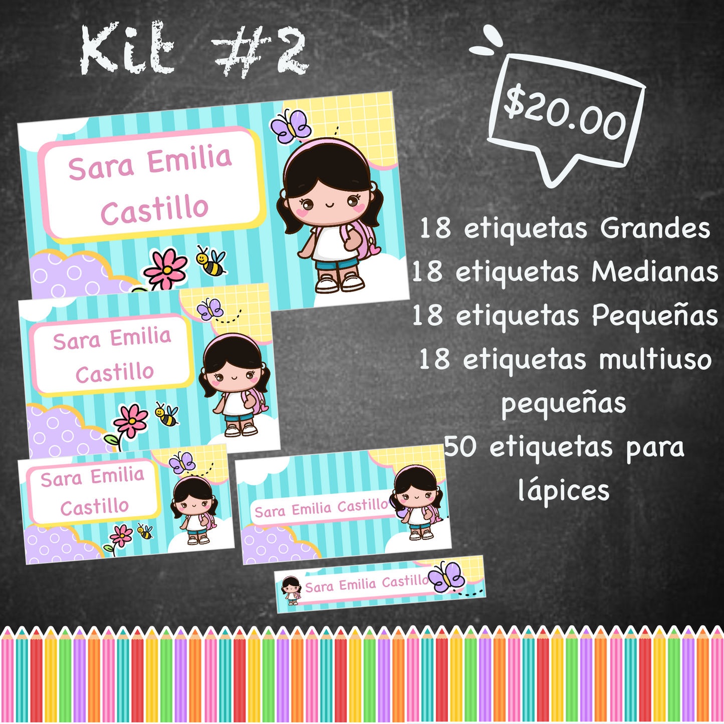 Etiquetas escolares kit 2