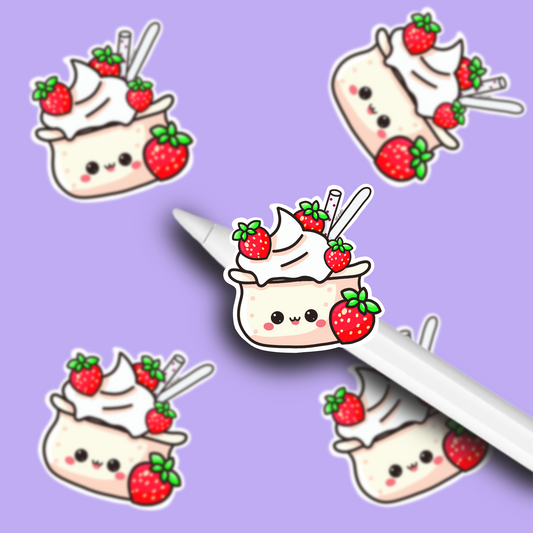 Die cut sticker Fresas con crema