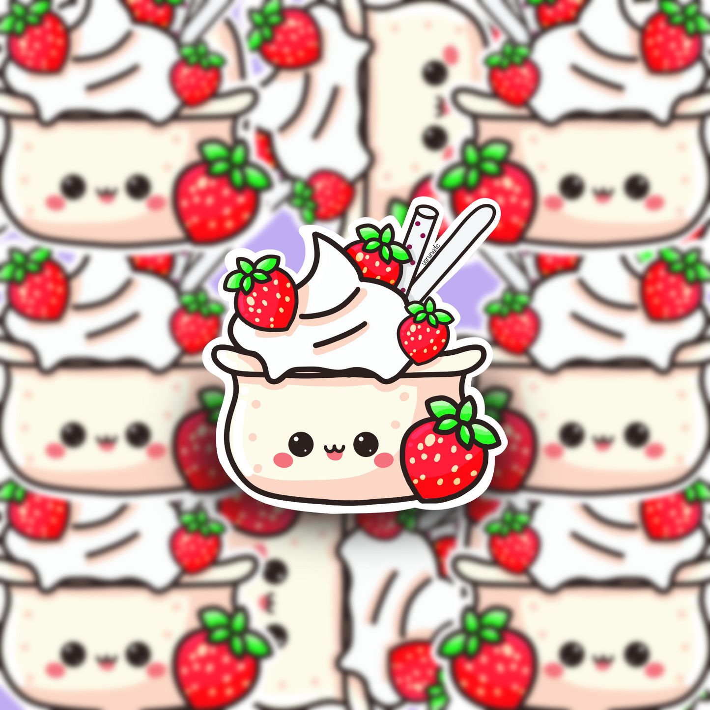 Die cut sticker Fresas con crema