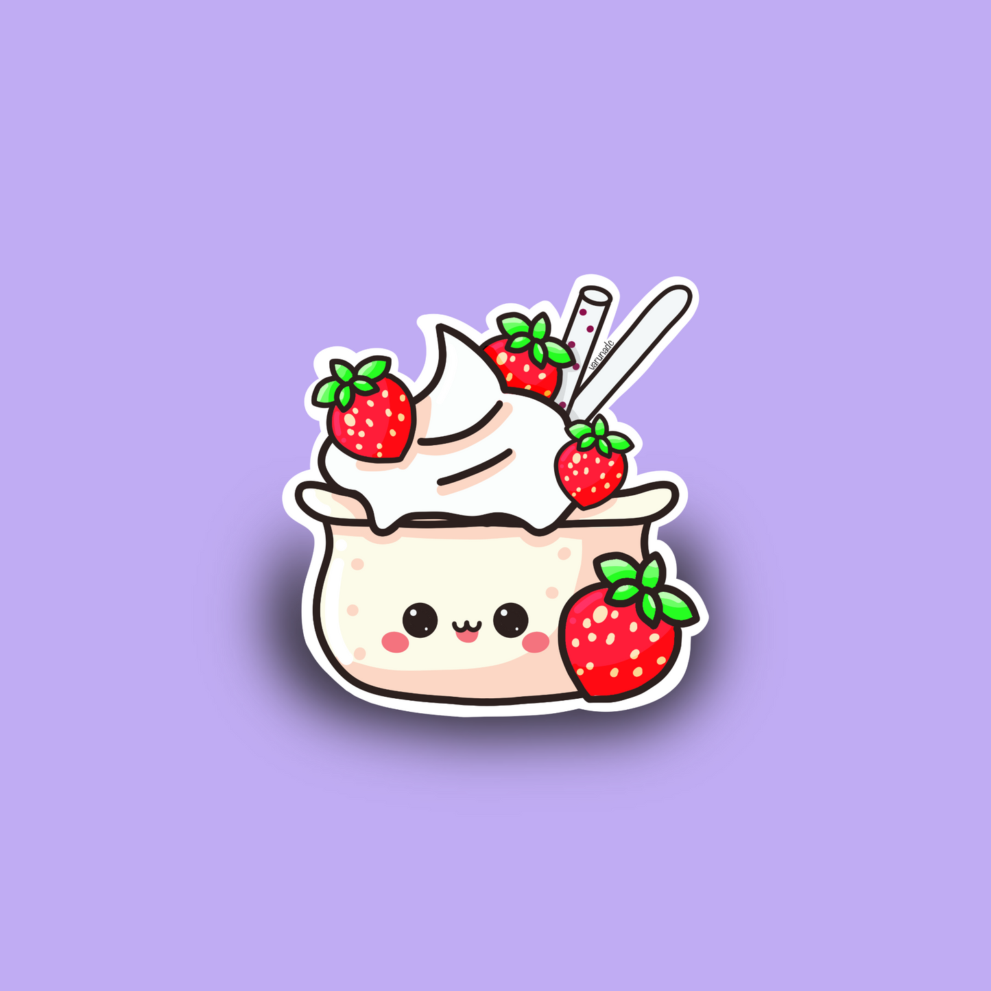 Die cut sticker Fresas con crema